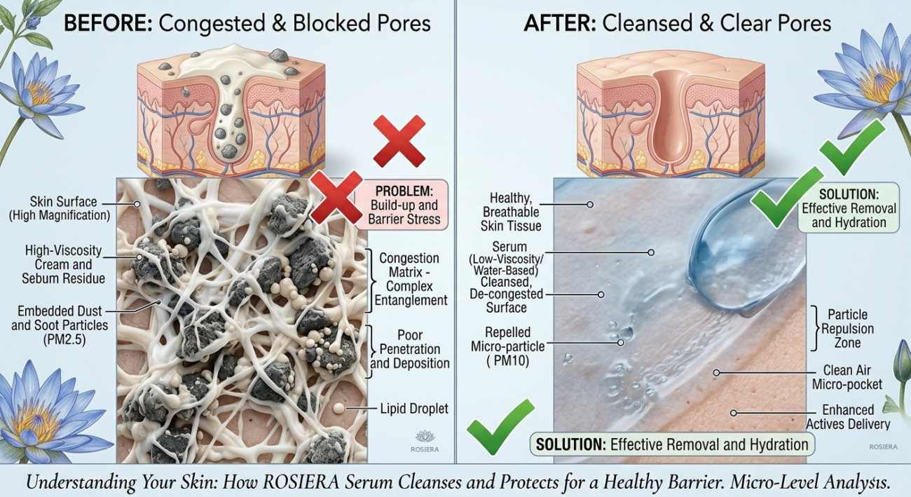 How PM2.5 pollution particles affect Indian skin and the benefits of lightweight skincare.