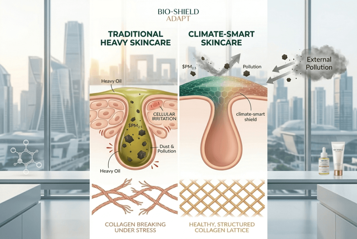 urban aging free radicals breaking down collagen fibers vs healthy skin barrier protection