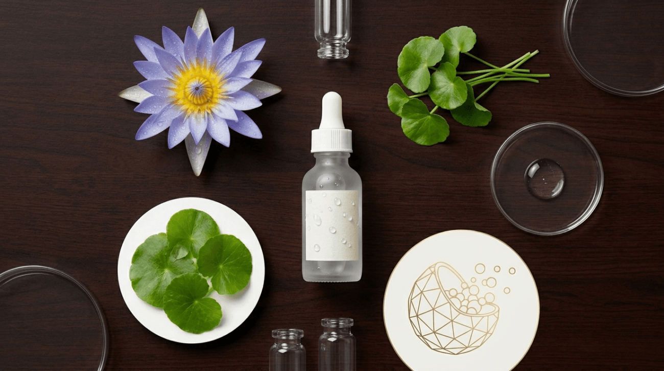 encapsulated retinol peptide complex and blue lotus climate smart skincare ingredients