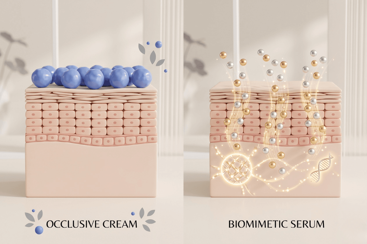 The Molecular Weight Mismatch: Why Heavy Emulsions Suffocate Skin While Biomimetic Serums Breathe 2 Untitled design 2026 08 17T123157.781